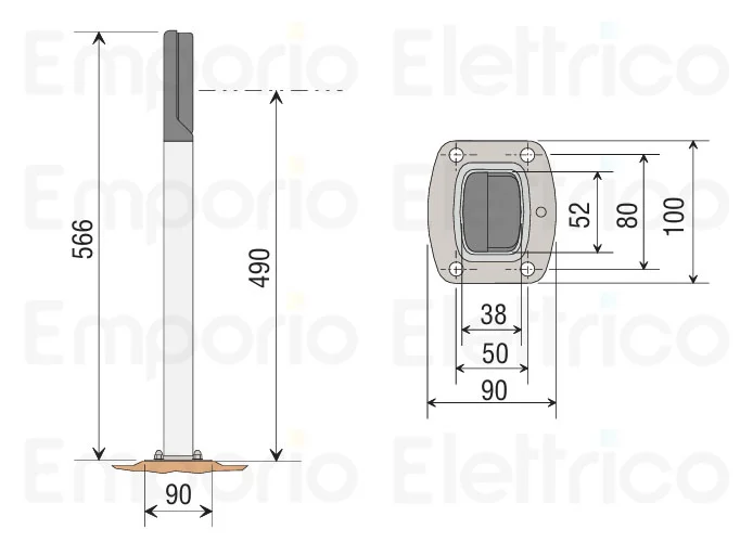 came Standsäule aus pvc ral9006  h=0,5 m 001db-cg db-cg