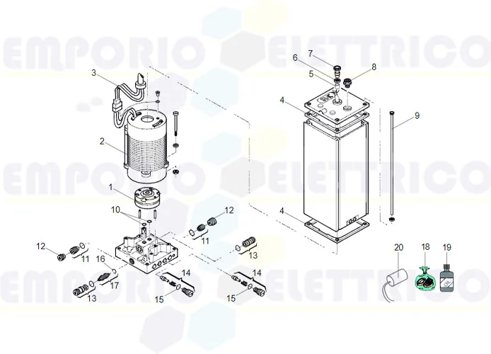 faac Seite Ersatzteile der 760 sbs Hydraulikeinheit